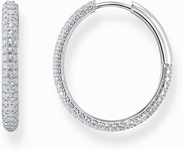 Silver-colored hoops set with white zirconia stones - Thomas Sabo Model: CR732-051-14