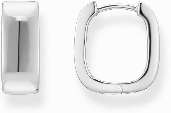 Silver-colored hoops with a square shape and minimalist design - Thomas Sabo Model: CR744-001-21