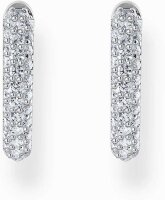 Silver-colored hoops with zirconia stone inlays - Thomas...