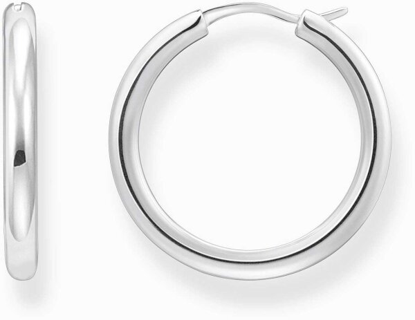 Silver-colored classic medium-sized hoops with a rounded, slightly wider shape - Thomas Sabo Model: CR745-001-21