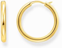 Gold-colored classic medium-sized hoops with a rounded, slightly wider shape - Thomas Sabo Model: CR745-001-21