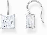 Earrings with a large white zirconia in princess cut -...