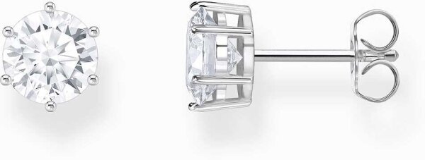 Ear studs with a large white zirconia stone in brilliant cut - Thomas Sabo Model: H2300-051-14