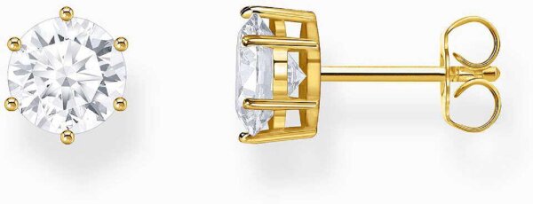 Ear studs with a large white zirconia stone in brilliant cut - Thomas Sabo Model: H2300-051-14