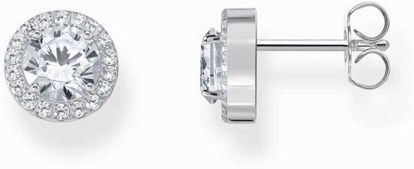 Halo ear studs with a white stone in brilliant cut - Thomas Sabo Model: H2304-051-14