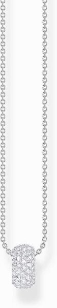 Necklace with a ring-shaped pendant half-set with white zirconia stones and adorned with raised dots - Thomas Sabo Model: KE2278-051-14
