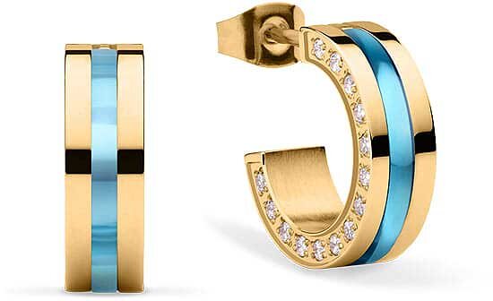 Square stainless steel hoops with stones - Bering Jewelry Model: 725-1130-05