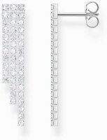 Waterfall-style ear studs with white zirconia stones -...