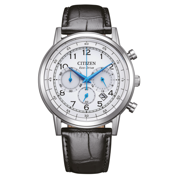 Citizen mens watch model: CA4630-02A with white dial and leather strap