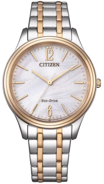 Citizen Damenuhr Modell: EM0416-78A mit Zweifarbigem Armband und weißem Zifferblatt