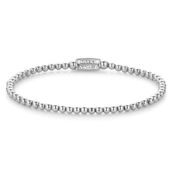 Silver-Colored Gemstone Bracelet with Stainless Steel Clasp - Rebel&Rose Model: RR-30002-S-M