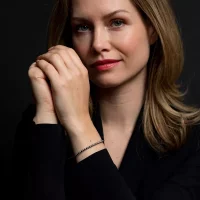 Silver-Colored Gemstone Bracelet with Stainless Steel...