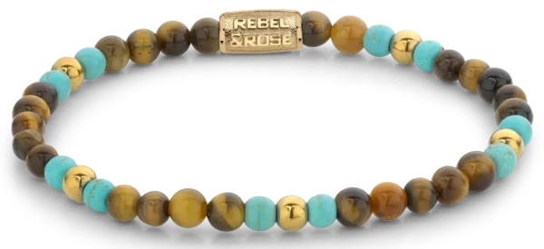 Bracelet made of multicolored gemstones and stainless steel clasp - Rebel&Rose Model: RR-40063-G-S