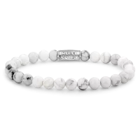 Bracelet made of 6mm gemstones in white with stainless...