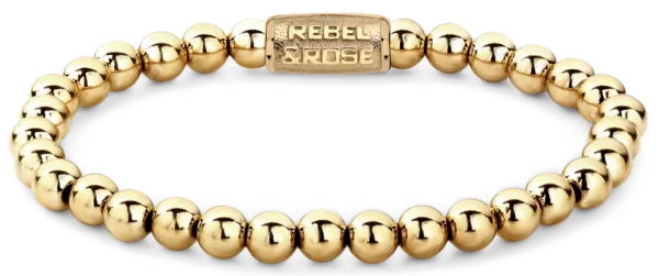 Bracelet made of 6mm stones from 18 karat ion-plated stainless steel with stainless steel clasp - Rebel&Rose Model: RR-60046-G-M