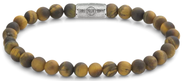 Bracelet made of 6mm natural stone with tiger eye look and stainless steel clasp - Rebel&Rose Model: RR-60083-S-L