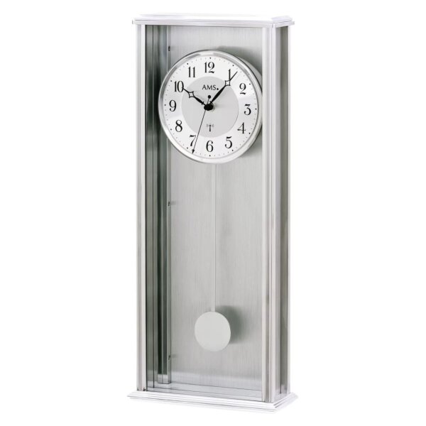 AMS Radio-Controlled Wall Clock 5280 - Metal Case Aluminum
