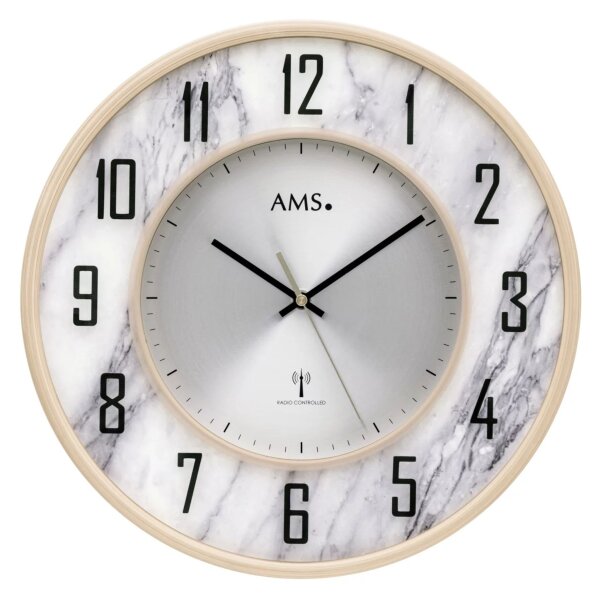 AMS Radio Wall Clock 5588 - Plastic Case Marble Look