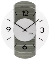 AMS Quartz Wall Clock 9705 - Wooden Case with Aluminum...