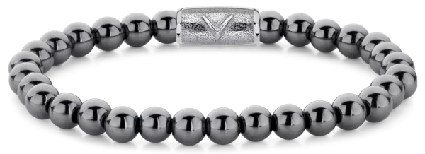 Bracelet made of 6mm hematite stones with stainless steel clasp - Rebel&Rose Model: RR-6DV02-S-M
