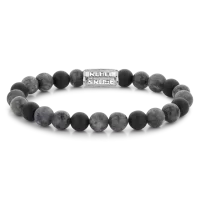 Bracelet made of 8mm grey gemstones with stainless steel clasp - Rebel&Rose Model: RR-80069-S-L