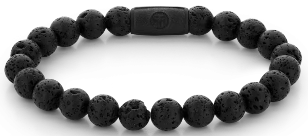 Bracelet made of 8mm black gemstones with black steel clasp - Rebel&Rose Model: RR-80071-B-M