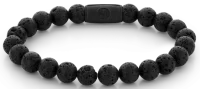 Bracelet made of 8mm black gemstones with black steel...