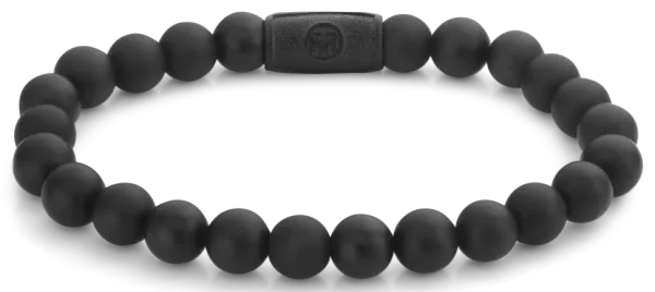 Bracelet made of 8mm black gemstones with black steel clasp - Rebel&Rose Model: RR-80082-B-L