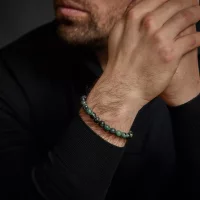 Bracelet made of 8mm rhyolite stones with metal clasp -...