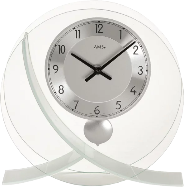Pendeltischuhr Silber, Glas, Quarzwerk - AMS Modell: 161