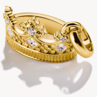 Charm-Anhänger, Krone mit weißen Edelsteinen,...