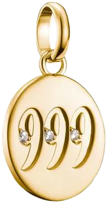 Thomas Sabo Charm-Anhänger, Engelszahlen 999, mit weißen Edelsteinen, aus Silber, vergoldet