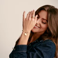 Thomas Sabo Charm-Anhänger, Goldbär aus Glas, in leicht durchsichtig, aus Silber