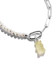 Thomas Sabo Charm-Anhänger, Goldbär aus Glas, in leicht durchsichtig, aus Silber