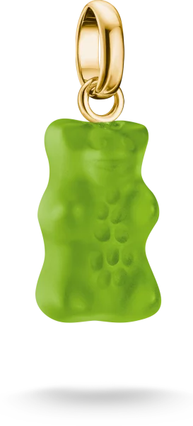 Thomas Sabo Charm-Anhänger, Goldbär aus Glas, in grün, aus Silber, vergoldet