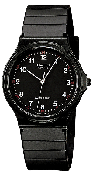 Mens watch black with resin strap - Casio Model: MQ-24-1BLLEG