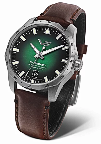 Mens Watch Green with Leather Strap – Vostok Europe Model: NH35-125A749