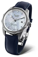 Womens watch bicolor gold/silver with leather strap...