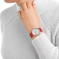 Ladies watch red with vegan grape leather strap –...