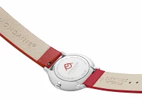 Ladies watch red with vegan grape leather strap – Mondaine model: MLE.33110.LCV