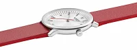 Ladies watch red with vegan grape leather strap – Mondaine model: MLE.33110.LCV