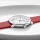 Ladies watch red with vegan grape leather strap – Mondaine model: MLE.33110.LCV