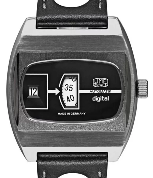 Mens Watch Black with Leather Strap – UMF Ruhla Model: 1434-2