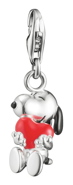 Charm pendant made from recycled 925 sterling silver, with Snoopy & heart motif, Thomas Sabo, model: 2226-664-10
