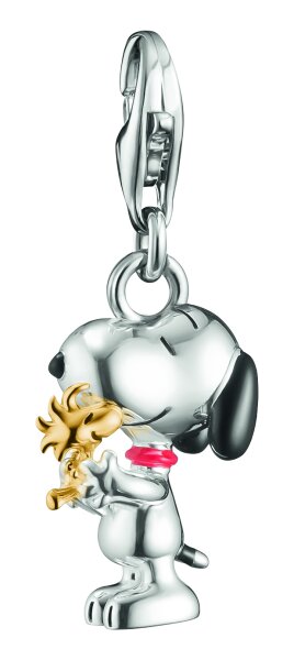 Charm Pendant 18k Gold Plated Recycled 925 Silver with Cold Enamel Snoopy & Woodstock Friends Motif Thomas Sabo Model: 2228-427-7