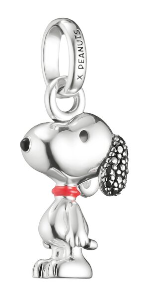 Charm pendant made from recycled 925 Sterling silver with Snoopy motif and pavé embellishment, Thomas Sabo PEANUTS Connect model: CC1310-691-11