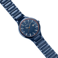 Mens stainless steel watch with solar function and dark blue dial, Bering model: 14442-979