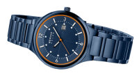 Mens stainless steel watch with solar function and dark blue dial, Bering model: 14442-979