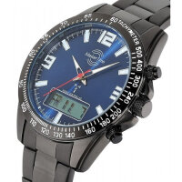 Herrenuhr Schwarz Edelstahl Funkchronograph Big Date mit...