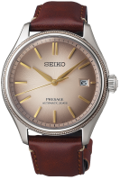 Herrenuhr, Automatikuhr aus Edelstahl mit braunem Lederarmband und beigem Zifferblatt - Seiko Modell: SPB529J1